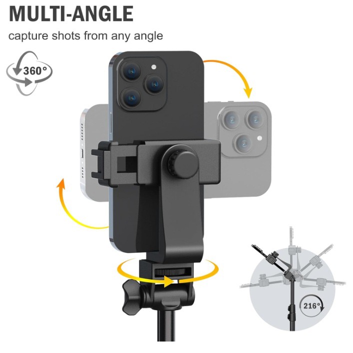 Portable Outdoor Photo Live Broadcast Stand Functional Hardware Floor-Standing Mobile Phone Clamp Remote Control Rotating Camera