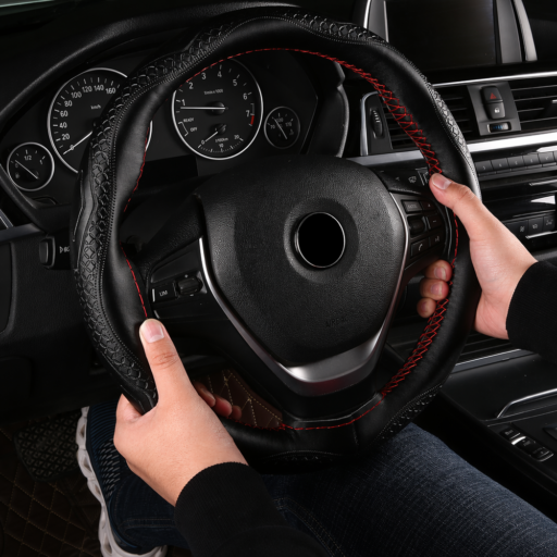 OEM Branded Designer Universal Custom Print Leather Tooled Cowhide Car Steering Wheel Cover Hand Stitch Luxury Car Accessories