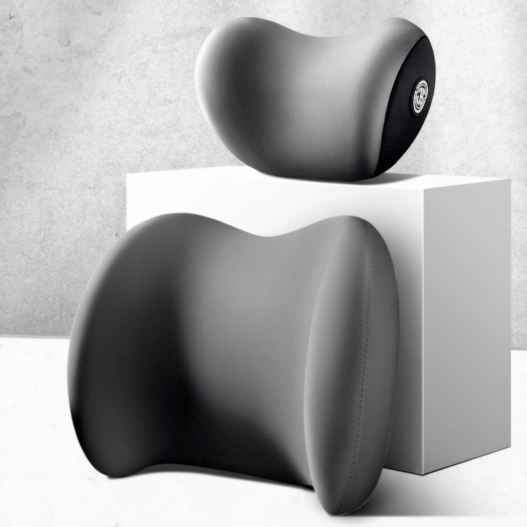 Car Lumbar Support Headrest U Shape Memory Foam Backrest Cushion Set for General Cars