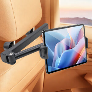 Retractable 3in1 Car Headrest Tablet Phone Mount 360° Foldable Car BackSeat Holder